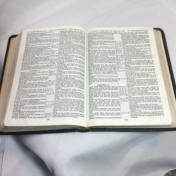 Cambridge Holy Bible Concordance Morocco Black Leather Vintage Not Red Letter - Picture 11 of 15